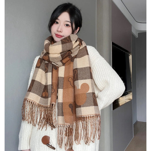 Double side winter scarf fashion soft and warm bear scarf.