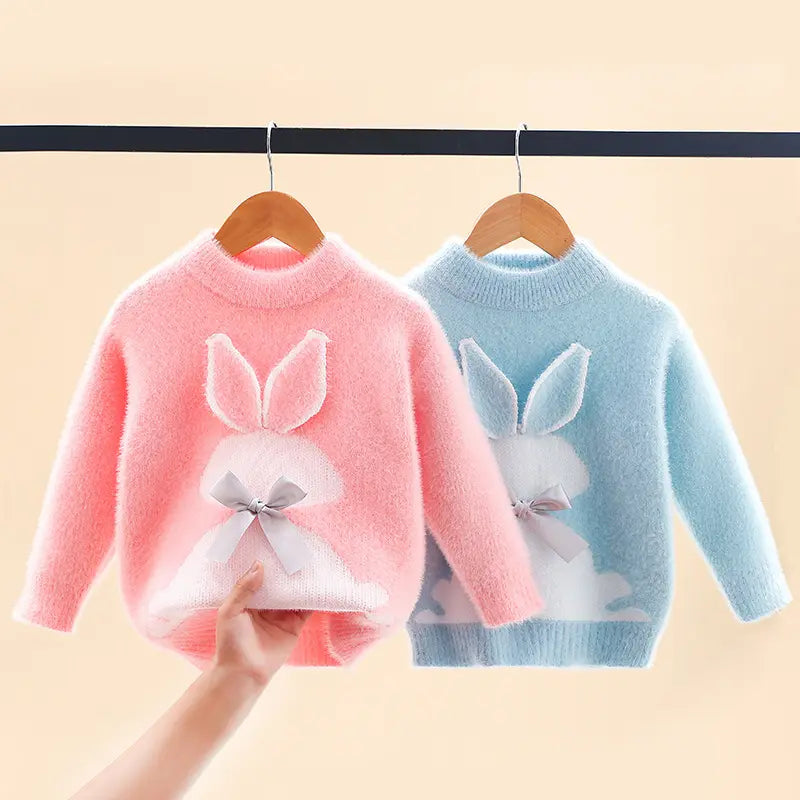 Girls Winter Sweater Knitted Soft Toddler Cute Bunny Warm Sweater